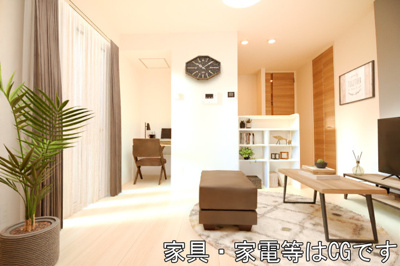 【展望】 | D-room竹下 B棟 | リビング【家具・家電はCG】