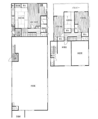 【工場付き住居】坂戸市北大塚中古住宅の間取り