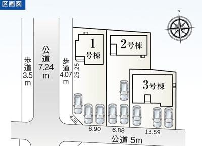 【区画図】 | 浜松市中央区花川町 新築一戸建て 3号棟 | 3号棟の区画図です