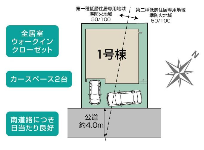 中央区並木4丁目新築戸建て　1号棟の区画図|区画図「中央区並木4丁目新築戸建て」