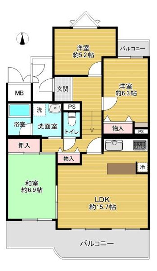【間取り】 | 今福第3コーポ2号棟