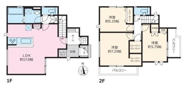 柏原市国分市場２丁目の新築一戸建の間取り