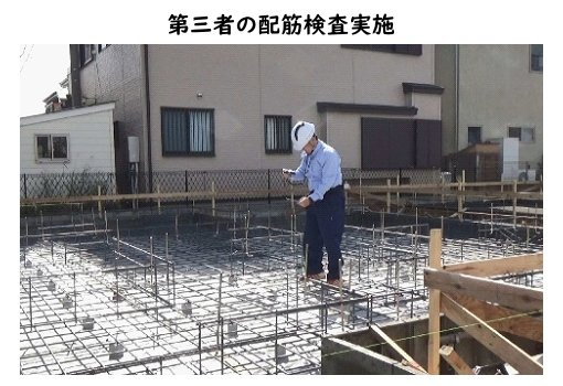 碧南市善明町の構造・工法・仕様|基礎は重要な構造物なので、ベタ基礎の配筋を行った際には、第三者検査・性能評価機関による2回の検査を実施しており、工事の適正をジャッジしています