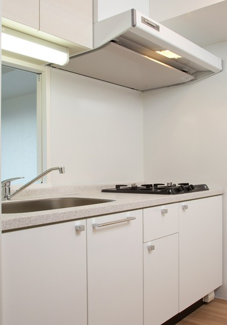 エンクレスト博多MATEのキッチン|コンパクトなキッチンで掃除もラクラク