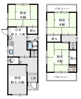 【間取り】 | 富田林市川向町・収益物件