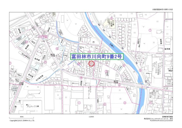 富田林市川向町・収益物件の地図
