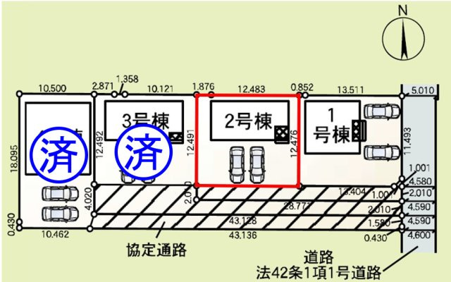 高崎市吉井町下長根第3（全4棟）2号棟の区画図