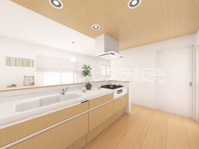 【キッチン】 | 奈良市右京３丁目の新築一戸建 全２区画 | １号地キッチン完成イメージ／人気の対面キッチン♪