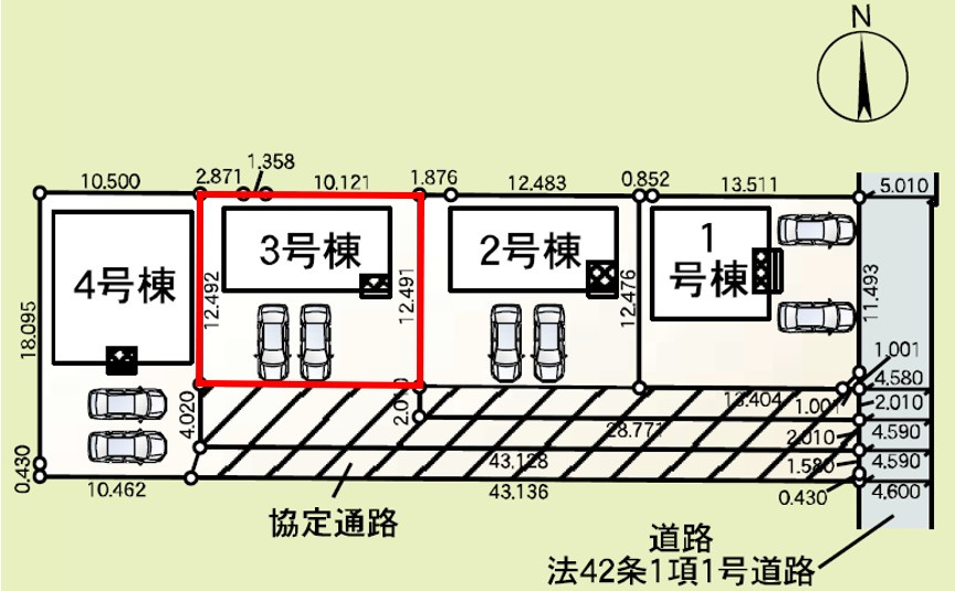 高崎市吉井町下長根第3（全4棟）3号棟の区画図