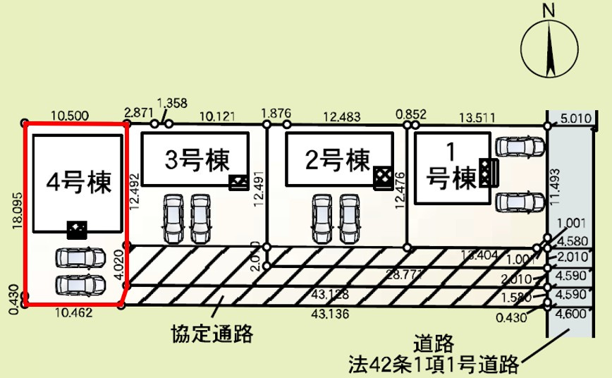 高崎市吉井町下長根第3（全4棟）4号棟の区画図
