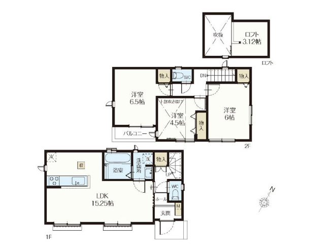 【間取り】 | 西東京市東町1丁目　新築一戸建住宅　全3棟　(保谷店) | B号棟/全居室が南東に面した3LDKの住まい。収納に便利なロフト空間付です。※図面を基に作成しています。現況と異なる場合は現況を優先いたします。