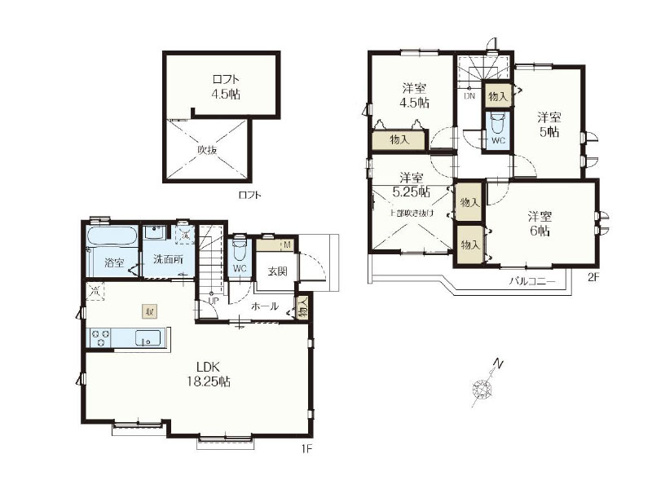 【間取り】 | 西東京市東町1丁目　新築一戸建住宅　全3棟　(保谷店) | C号棟/水回り集中設計で家事効率の良い住まいです。※図面を基に作成しています。現況と異なる場合は現況を優先いたします。
