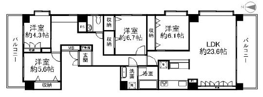 ユニーブル小岩の間取り|南向き・南東角部屋・両面バルコニーにつきまして日当たり・通風・眺望良好。2020年にフルリノベーションをしたお部屋ですので室内は大変きれいな状態です。