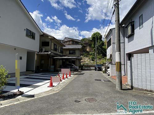 大宮釈迦谷 1期1号地 新築戸建の前面道路含む現地写真