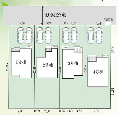 ◇平下平窪　6期　全4棟／1号棟　いわき駅まで車で9分♪◇の区画図|区画図です。
