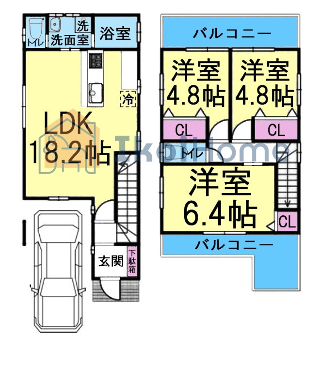 明石市藤が丘1丁目　新築戸建の間取り|【ホームページに現地動画掲載中】●年中無休：当日予約可●LDK18.2帖！床暖房付！