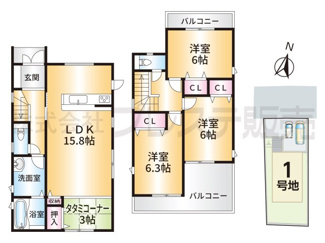 【間取り】 | １号地間取図