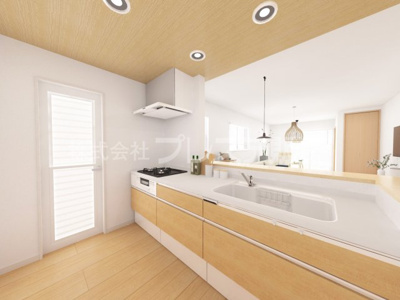 【キッチン】 | 奈良市学園緑ヶ丘２丁目の新築一戸建 全２区画 | １号地キッチン完成イメージ／人気の対面キッチン♪