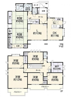 【間取り】 | 岐阜市粟野台！敷地広々73坪！7SLDKのお家です♪お車スペース3台可能！オール電化住宅！ | 岐阜市粟野台！敷地広々73坪！7SLDKのお家です♪お車スペース3台可能！オール電化住宅！