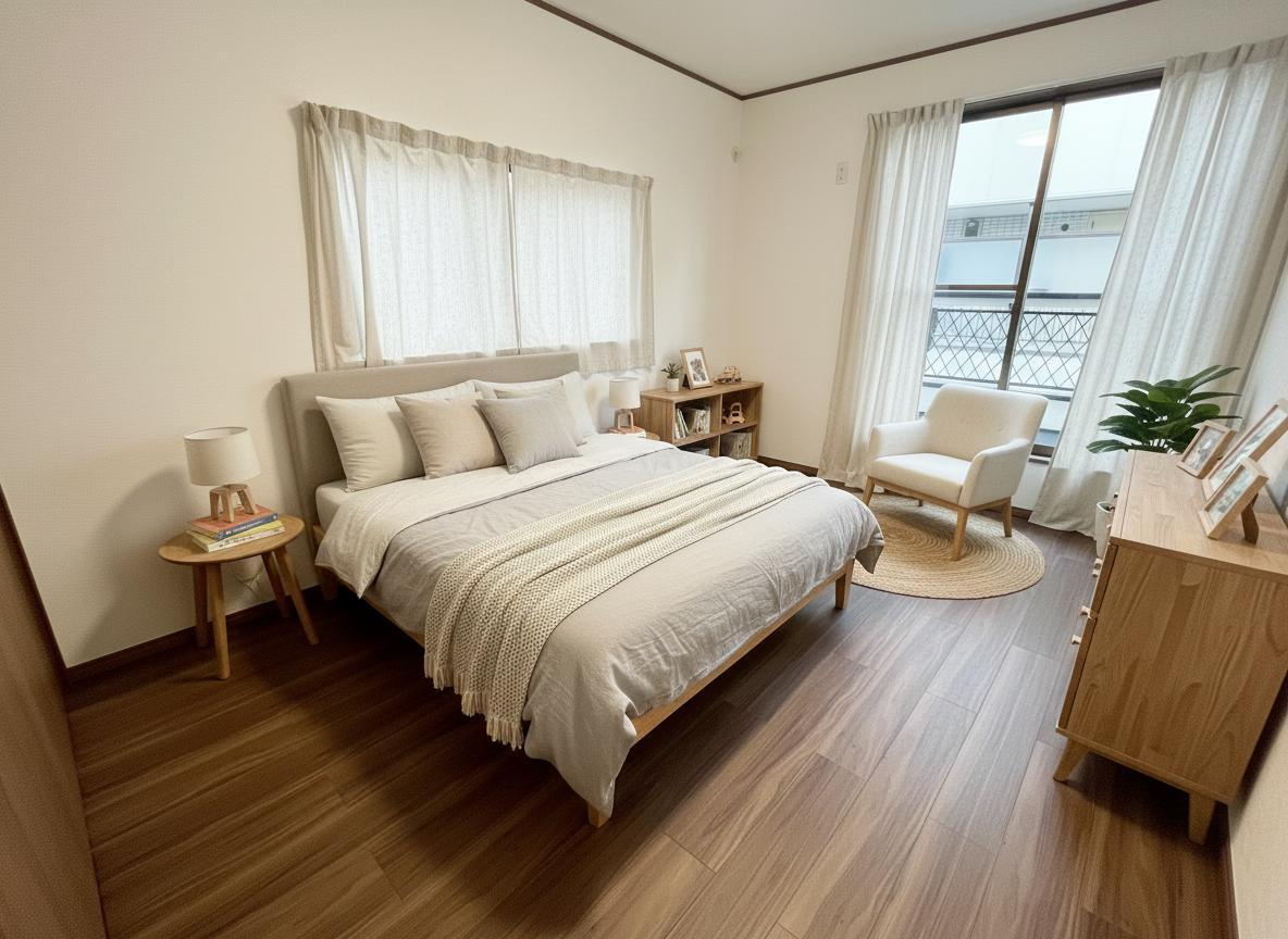 所沢市けやき台中古戸建の寝室|6帖の洋室です！主寝室としても大活躍♪　※家具はCGです