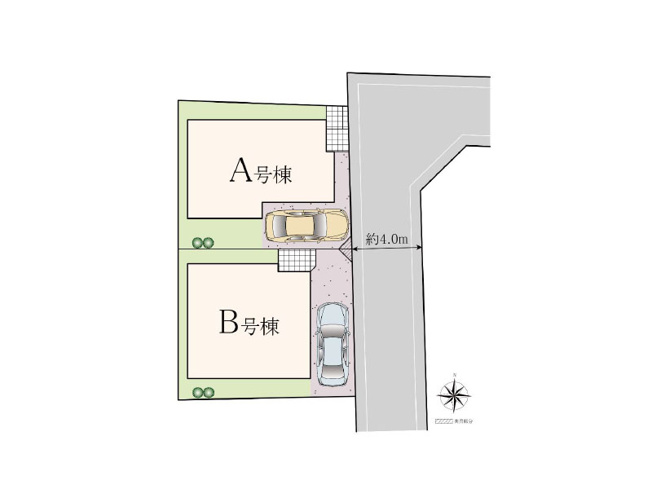 【区画図】 | 練馬区西大泉4丁目　新築一戸建住宅　全2棟　(保谷店) | B号棟/一種低層ならではの閑静な住宅地。※図面を基に作成しています。現況と異なる場合は現況を優先いたします。