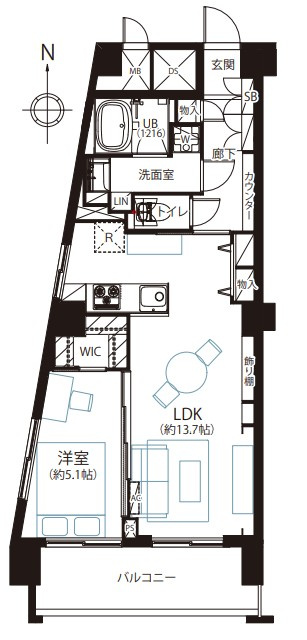 パシフィック自由ケ丘マンションの間取り