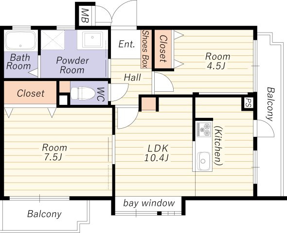 【間取り】 | 野中北パークマンション | 最上階・角部屋・２面バルコニー・令和８年４月室内リフォーム完了予定