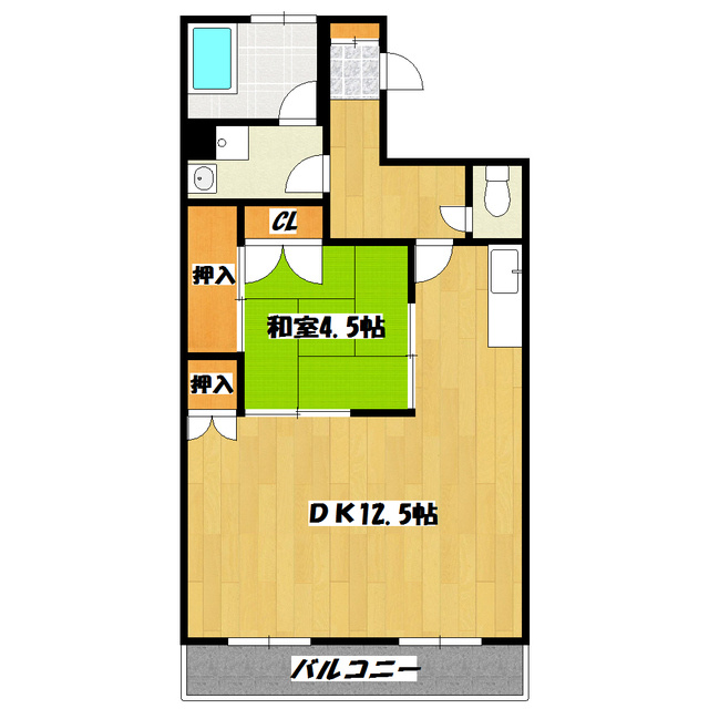 坂田ビルの間取り|1ＬＤＫタイプに変更しました♪