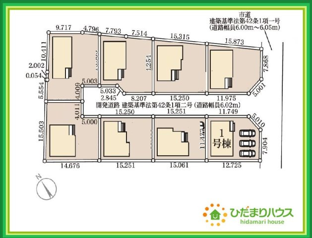 いわき市泉町滝尻第2　新築戸建　１号棟の区画図|周辺は緑も多く、コンビニエンスストアやドラックストアも近い為、住環境良好です♪