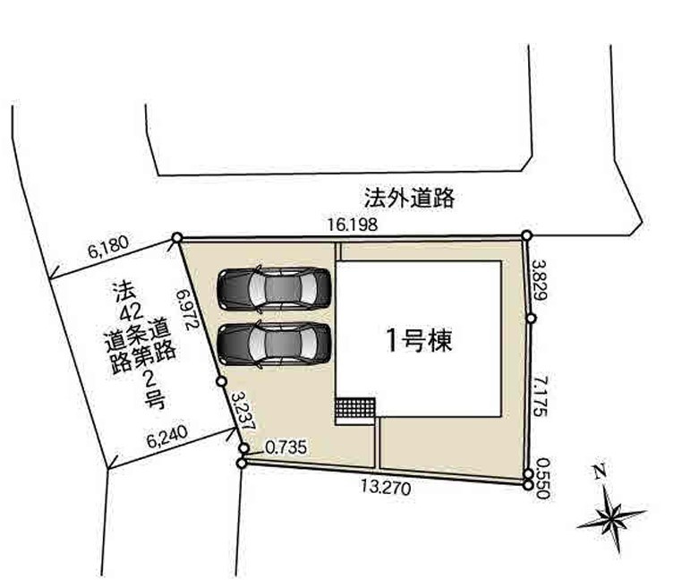 クレイドルガーデン日光市豊田　第3　1号棟の区画図|1号棟