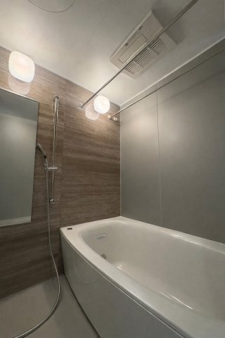 プレサンスロジェ金山駅前の浴室|浴室暖房乾燥機付きの浴室。
雨の日も洗濯安心。