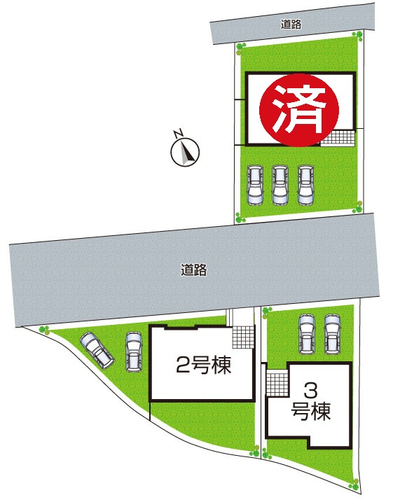 泉南郡熊取町大宮　新築一戸建ての区画図|全3区画