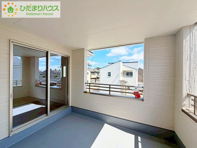 いわき市泉町滝尻第2　新築戸建　2号棟のバルコニー|広々としたバルコニー。お洗濯物もぜーんぶ干せちゃいます！！