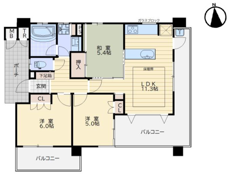 サクラメント北条口　3階の間取り|3LDKです。