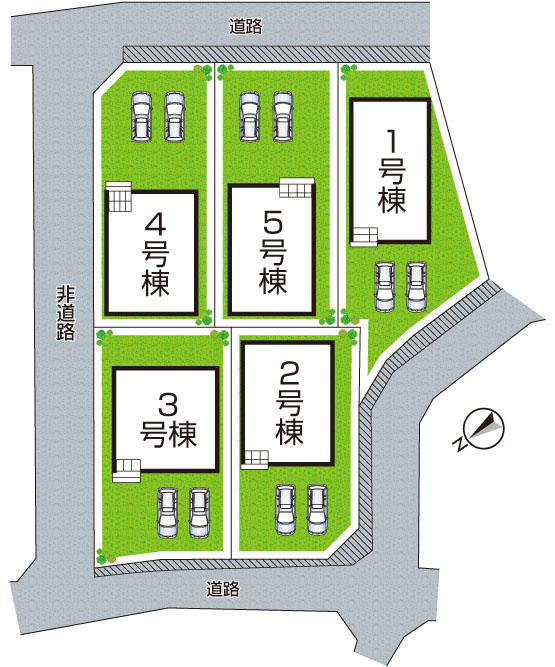 加古川市別府町新野辺　第23期　新築一戸建ての区画図|全５区画