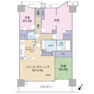 【間取り】 | ルイシャトレひばりヶ丘ラスティパーク　2階 | 専有面積：95.48㎡（壁芯）バルコニー面積：15.28㎡　　３ＬＤＫ