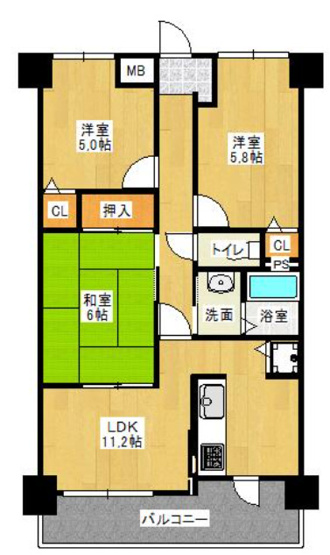 【間取り】 | グランプレステージ西明石　4階 | 3ＬＤＫです。