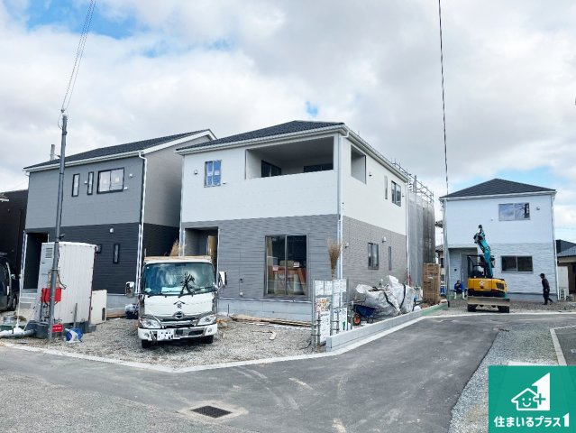 加古川市別府町新野辺　第23期　新築一戸建ての外観|周辺は落ち着いた街並みの住宅地！子育てがしやすい住環境です！まだ未完成ですが、現地でしかわからない事もございます。是非一度ご覧ください。