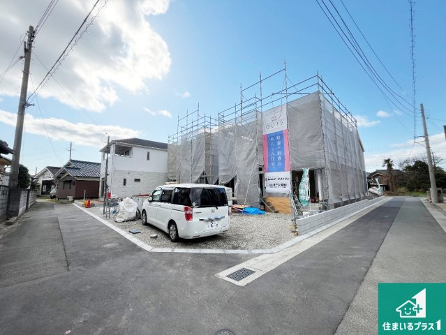 加古川市別府町新野辺　第23期　新築一戸建ての前面道路含む現地写真|周辺は落ち着いた街並みの住宅地！子育てがしやすい住環境です！まだ未完成ですが、現地でしかわからない事もございます。是非一度ご覧ください。