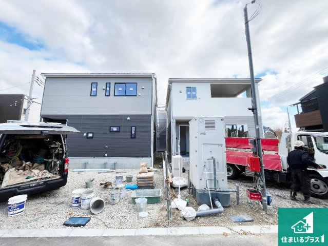 加古川市別府町新野辺　第23期　新築一戸建ての外観|周辺は落ち着いた街並みの住宅地！子育てがしやすい住環境です！まだ未完成ですが、現地でしかわからない事もございます。是非一度ご覧ください。