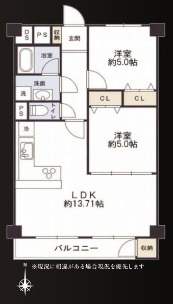 弦巻ハイツの間取り