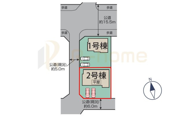 土浦市天川1丁目3期　新築戸建て　2号棟の区画図|大きなお買い物だからこそ、メリット・デメリットを伝えさせて頂きます。
R-homeにお任せください♪
