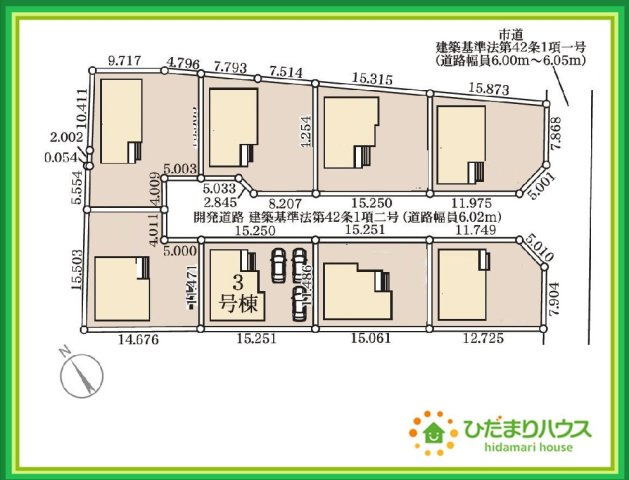 いわき市泉町滝尻第2　新築戸建　3号棟の区画図|駐車3台以上可能で、急な来客時にも安心ですね☆彡