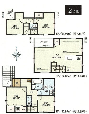 昭島市福島町　新築戸建全2棟の間取り