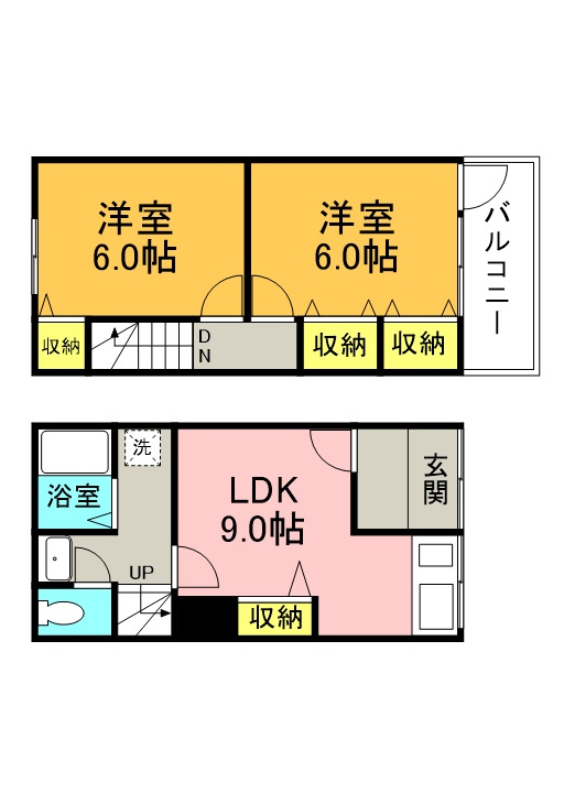 野里1丁目テラスハウスの間取り