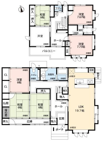 小牧市東4丁目　中古戸建の間取り|太陽光発電システム(約7.6Kw）搭載（搭載時）。蓄電池ありで災害時も安心！
室内・設備　丁寧にご利用です。小屋裏収納・ウォークインクローゼットあり。