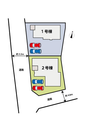 太郎丸2丁目　2棟の区画図