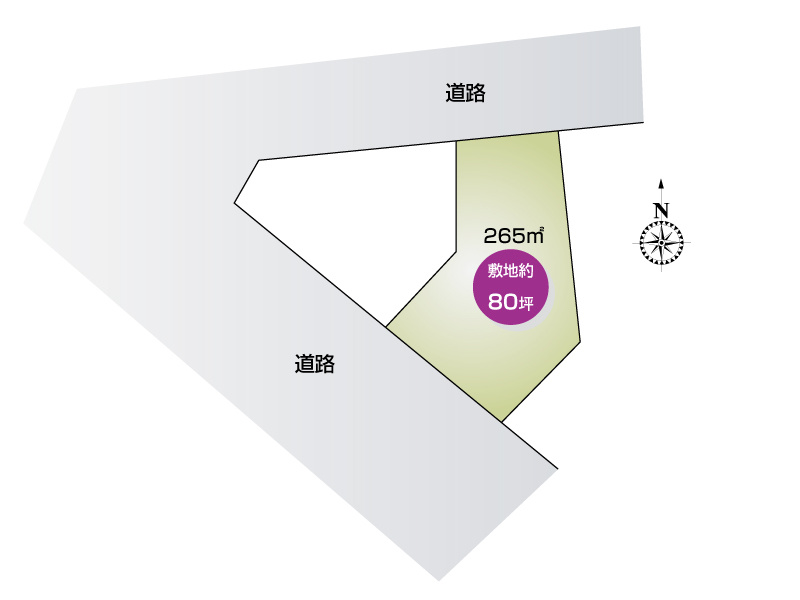 南羽生1丁目（全1区画）：敷地面積265.00㎡（80.16坪）