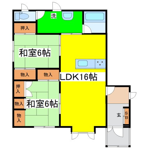 白糠町西１条南４－１－２３貸家の間取り