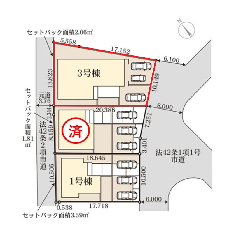 リーブルガーデン  小美玉市希望ヶ丘　1期　3の区画図|内覧、気になる他の物件と合わせての現地ご案内も可能です。HPから、またお電話でも、お気軽にお問い合わせください。